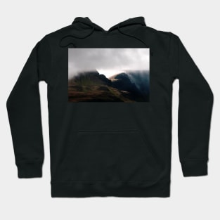 Cloudfall - cloud passes over the Trotternish Ridge on Isle of Skye, Scotland Hoodie